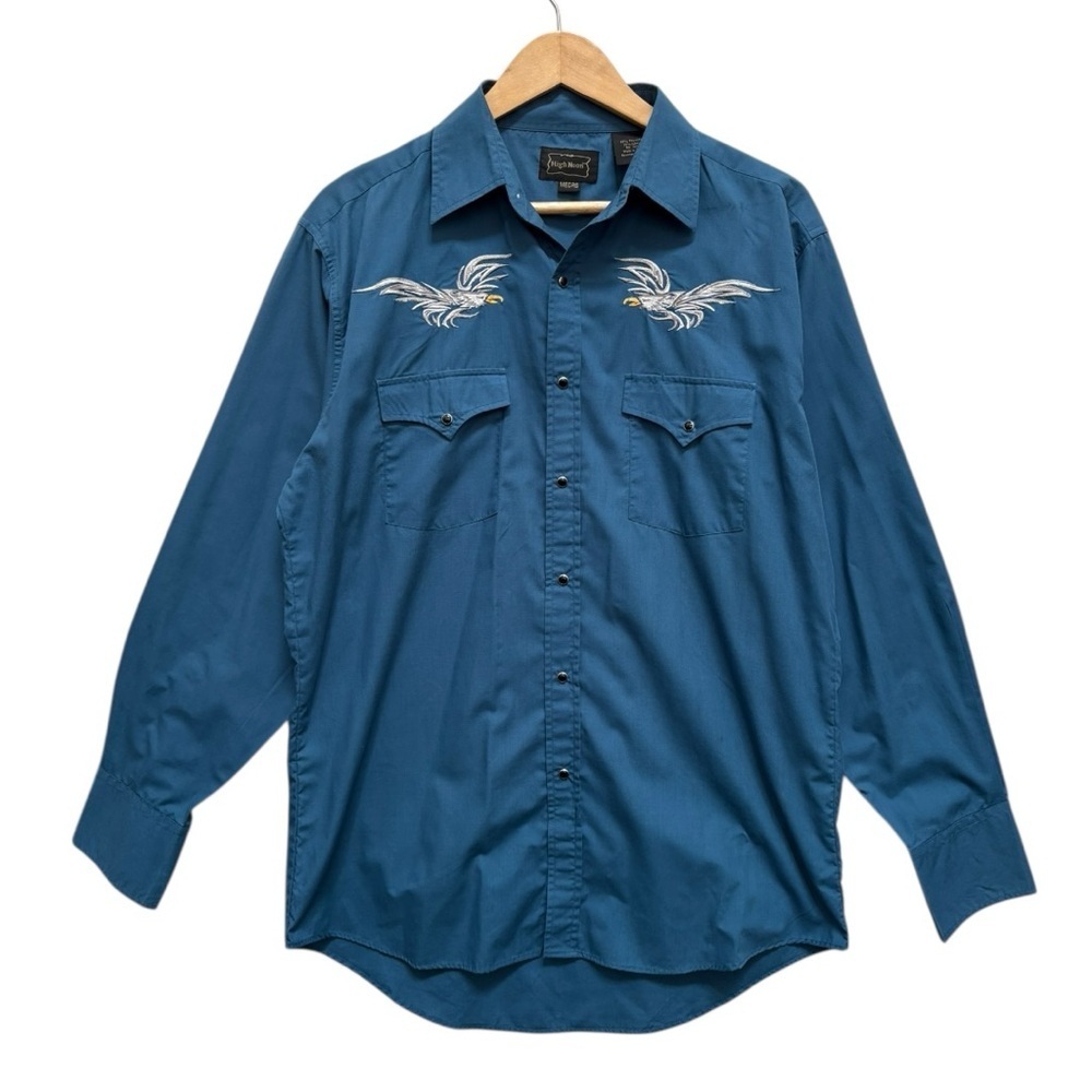 Vintage High Noon Mens 70s Western Pearl Snap Long Sleeve Shirt Size Medium